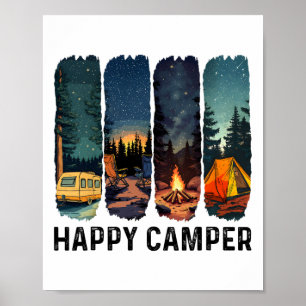 Happy Camper Shirt Hiking Adventure Summer Camp Ca Poster