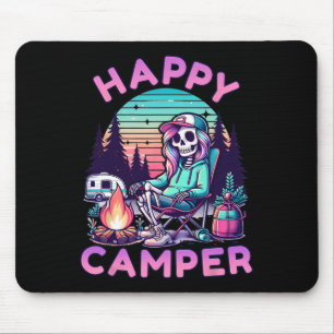 Happy Camper Skeleton Camping Funny Summer Vacatio Mouse Mat