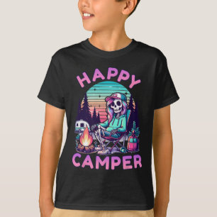 Happy Camper Skeleton Camping Funny Summer Vacatio T-Shirt