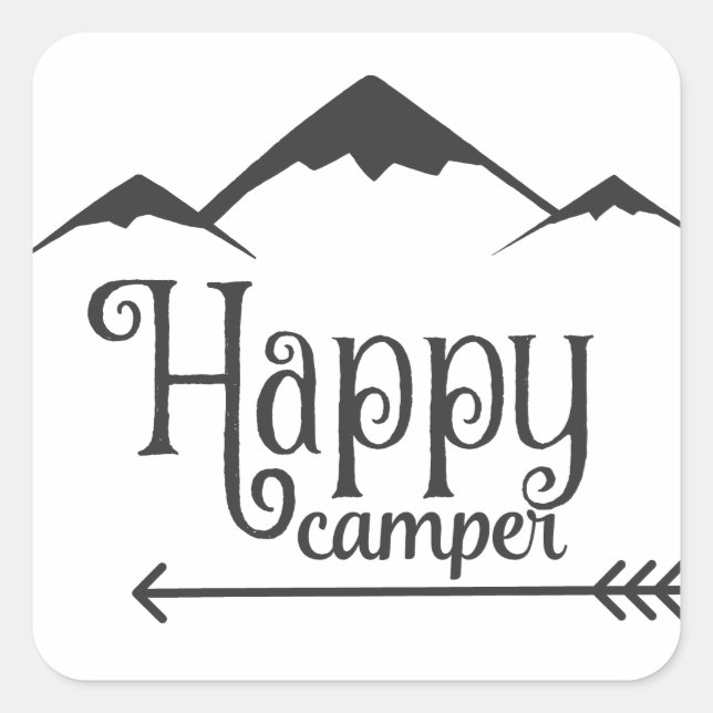 Happy Camper Square Sticker (Front)