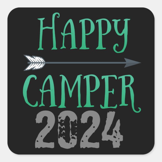 Happy Camper Square Sticker (Front)