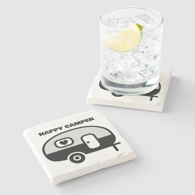 Happy Camper stone coaster (Side)