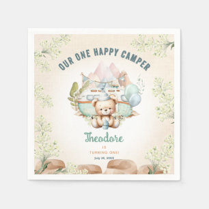 Happy Camper Summer 1st Birthday Boy Paper Napkin