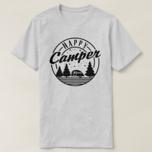 Happy Camper T Shirt Trees Stars and Camp Trailer