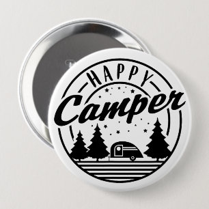 Happy Camper T Shirt Trees Stars and Camp Trailer 10 Cm Round Badge