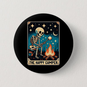 Happy Camper Tarot Card Skeleton Camper Funny Camp 6 Cm Round Badge