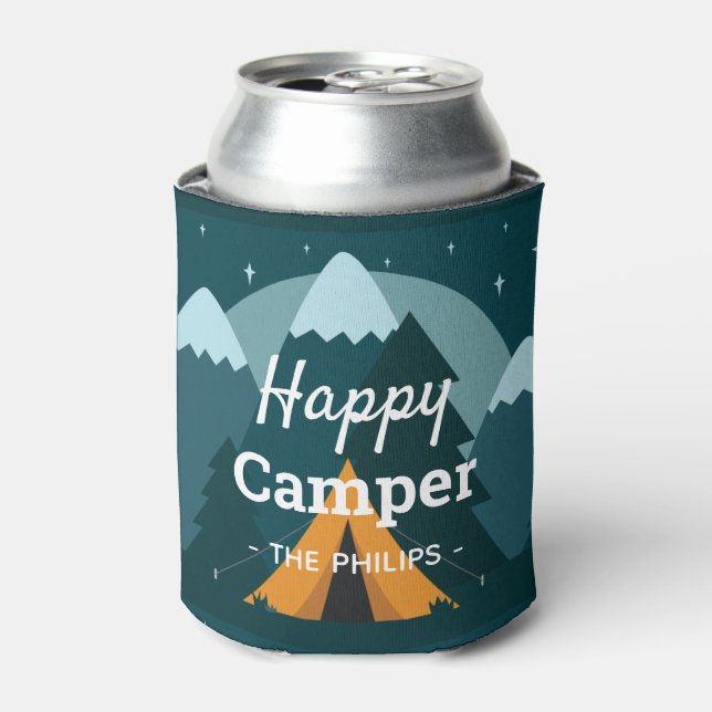 Happy Camper Tent and Mountains Can Cooler (Can Front)