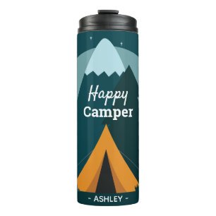 Happy Camper Tent and Mountains Thermal Tumbler