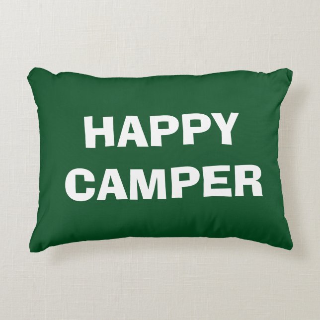 HAPPY CAMPER throw pillow for camping or RVing (Front)
