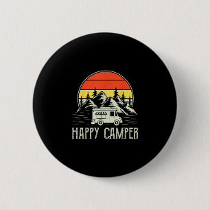 Happy camper toddler boy funny vintage camping van 6 cm round badge
