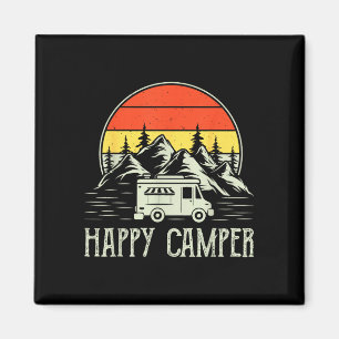 Happy camper toddler boy funny vintage camping van magnet
