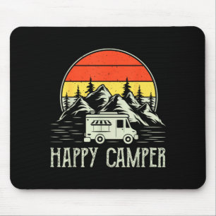 Happy camper toddler boy funny vintage camping van mouse mat