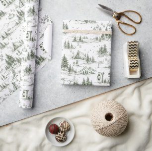 Happy Camper Toile Pattern Wrapping Paper