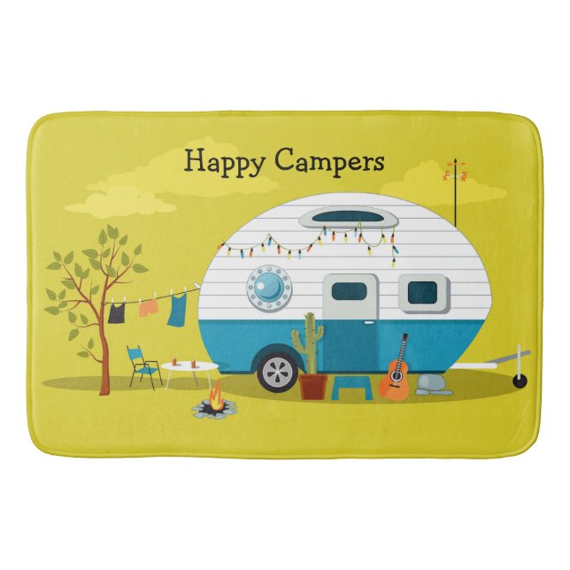 Happy Camper Trailer Bath Mat (Front)