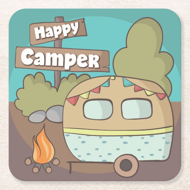 Happy Camper Trailer Coaster (Front)