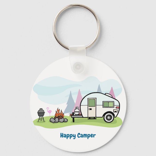 Happy Camper Trailer  Key Ring (Front)