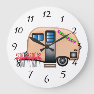 Happy Camper Trailer Large Clock