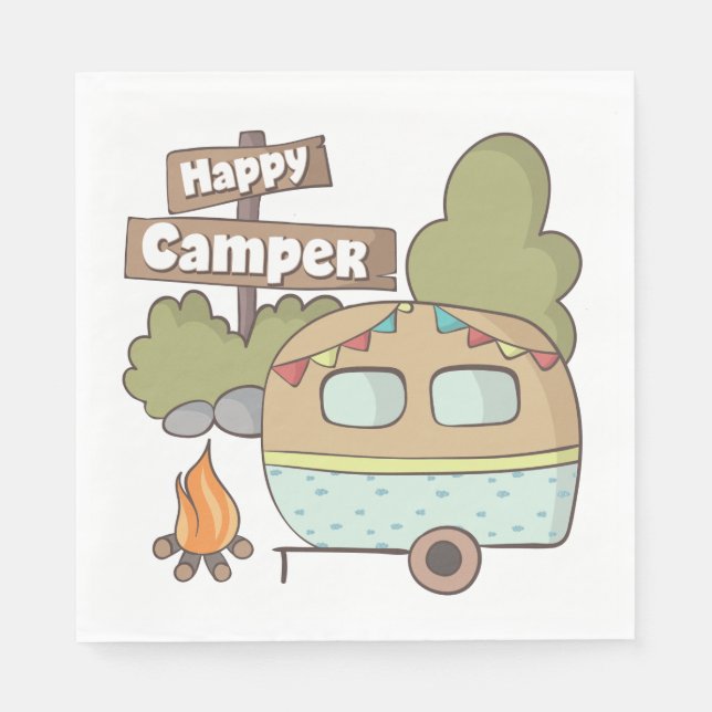 Happy Camper Trailer Paper Napkin (Front)