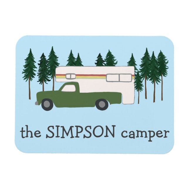 HAPPY CAMPER Truck Camping RVing Motorhome Trees Magnet (Horizontal)