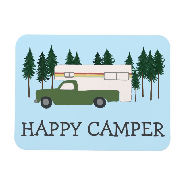 HAPPY CAMPER Truck Camping RVing Motorhome Trees Magnet (Horizontal)