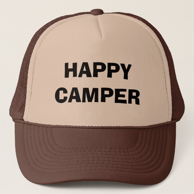 HAPPY CAMPER trucker hat for camping and RVing (Front)