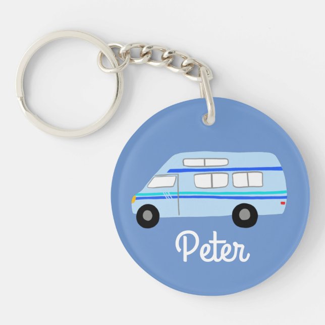 HAPPY CAMPER Van RV Motorhome Campervan CUSTOM  Key Ring (Front)