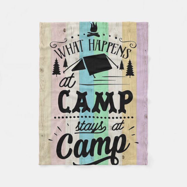 Happy Camper What Happens At Camp Fleece Blanket (Front)