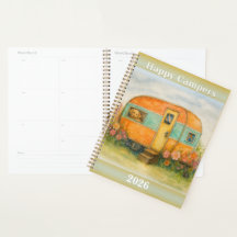 Happy Campers 2025 Spiral Notebook — Retro Caravan
