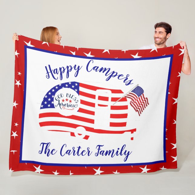 Happy Campers America personalised Fleece Blanket (In Situ)