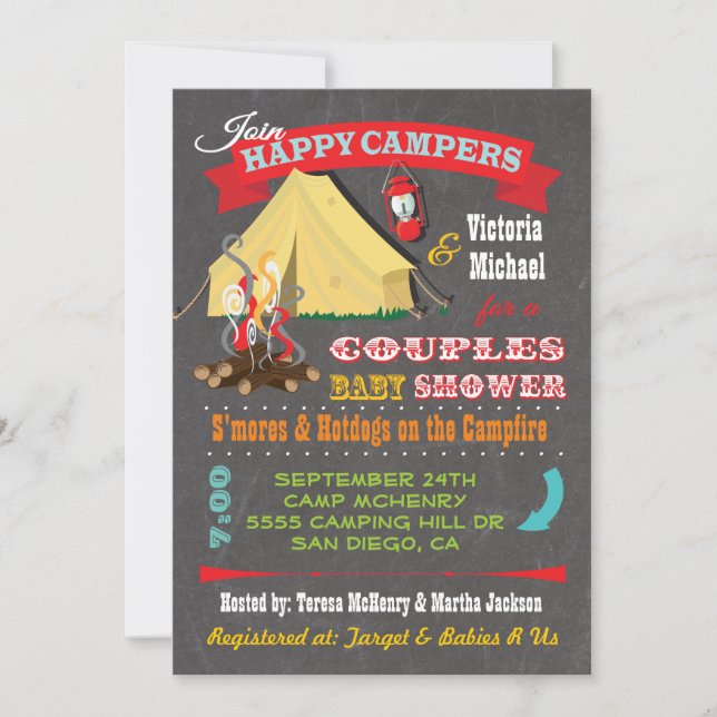 Happy Campers Baby Shower Invitations (Front)