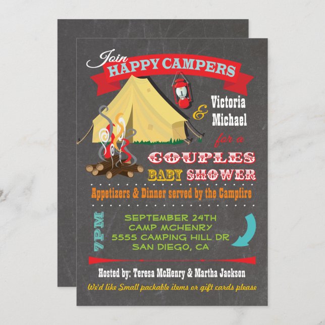 Happy Campers Baby Shower Invitations (Front/Back)