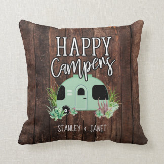 Happy Campers, Camping, RV, Motorhome, Trailer Cushion