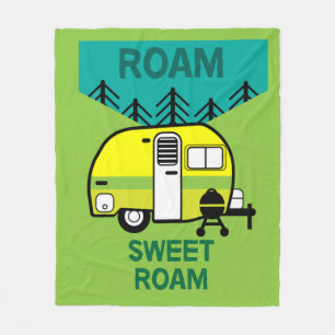Happy Campers Caravaner Camper Throw Pillow Mu Fleece Blanket