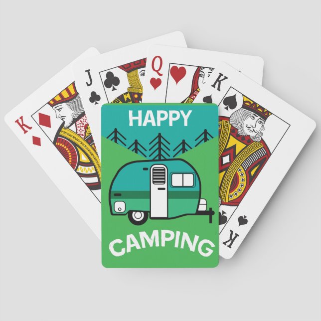 Happy Campers | Caravaner | Camper Throw Pillow Mu Playing Cards (Back)