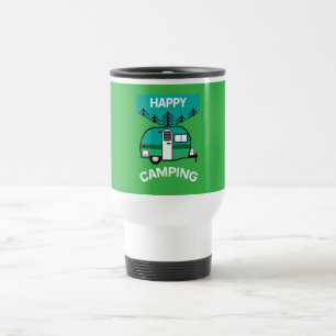 Happy Campers Caravaner Camper Throw Pillow Travel Mug