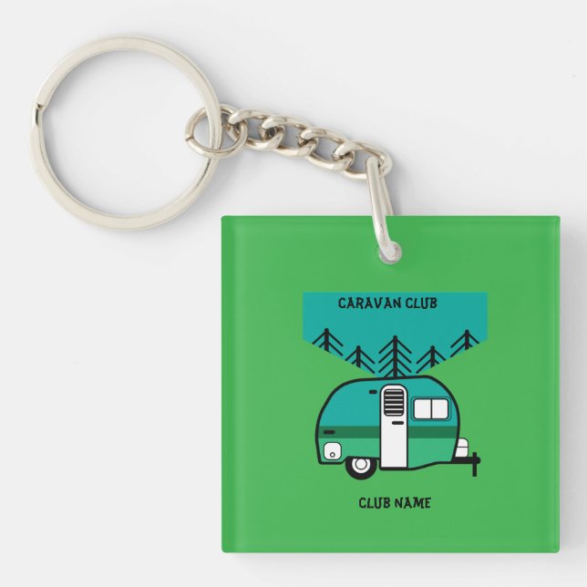 Happy Campers Caravanning Funny Caravans Key Ring (Front)