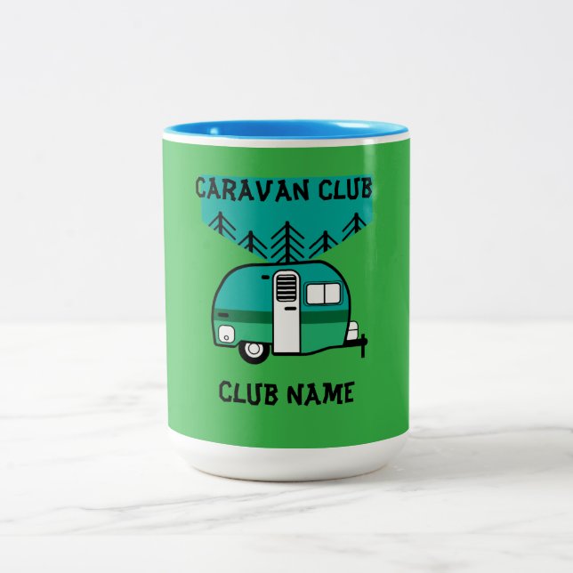 Happy Campers Caravanning Funny Caravans Two-Tone Coffee Mug (Center)