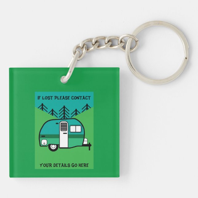 Happy Campers Caravanning Funny Caravans Two-Tone  Key Ring (Back)