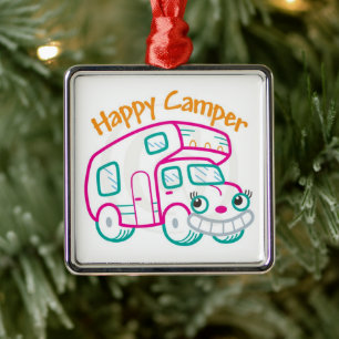 **HAPPY CAMPER'S CHRISTMAS ORNAMENT** METAL TREE DECORATION