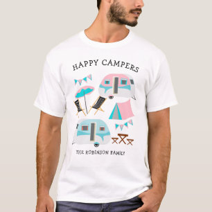 Happy Campers Family Name Retro Caravan Camping T-Shirt