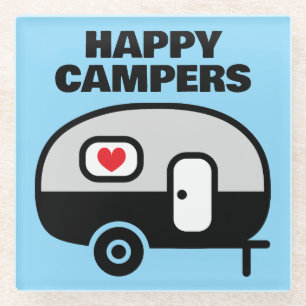 Happy Campers glass coaster for trailer home