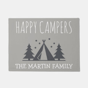 Happy Campers Personalised Rustic Camping Tent Doormat
