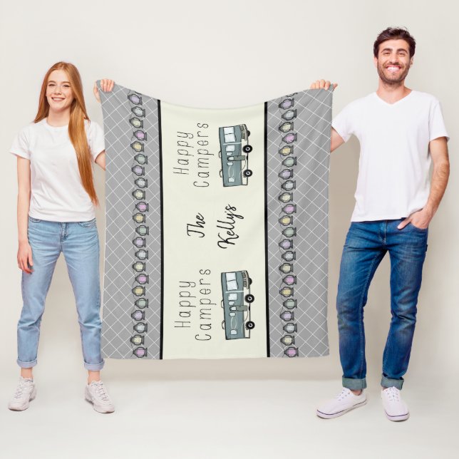Happy Campers Personalised RV Fleece Blanket (In Situ)