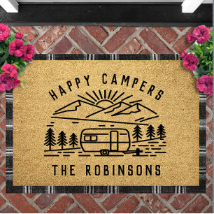 Happy Campers Personalized Custom Family Name Doormat