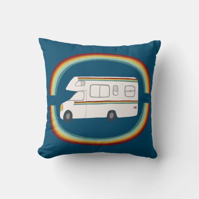 Happy Campers Rainbows Whimsical Motorhome RVing Cushion (Front)
