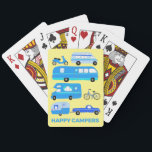 HAPPY CAMPERS Retro Motorhome RV Trailers Playing Cards<br><div class="desc">Customise with your own text too. Check my shop for more fun patterns!</div>
