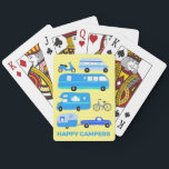 HAPPY CAMPERS Retro Motorhome RV Trailers Playing Cards<br><div class="desc">Customise with your own text too. Check my shop for more fun patterns!</div>