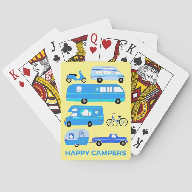 HAPPY CAMPERS Retro Motorhome RV Trailers Playing Cards (Back)