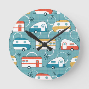 Happy Campers Round Clock