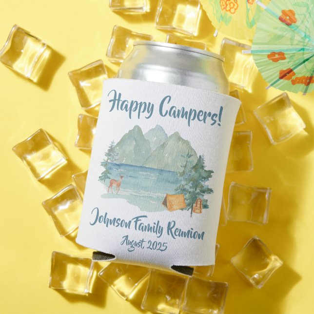 Happy Campers Rustic Mountains Family Reunion  Can Cooler (In Situ Summer)